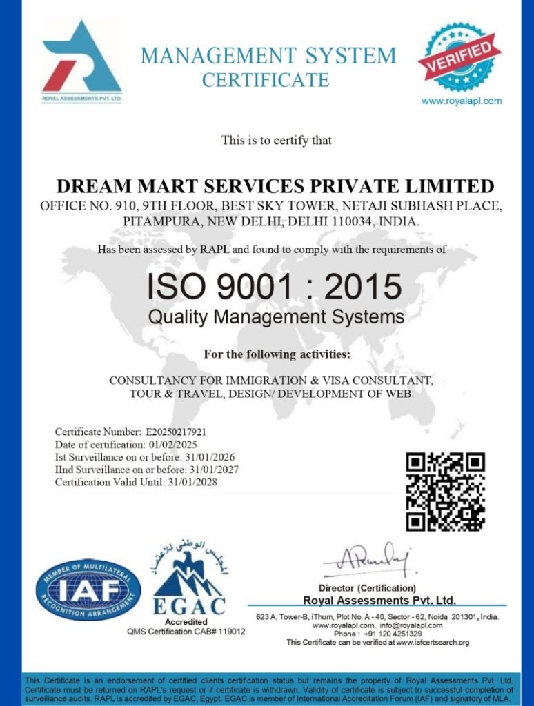 dream mart iso certificate